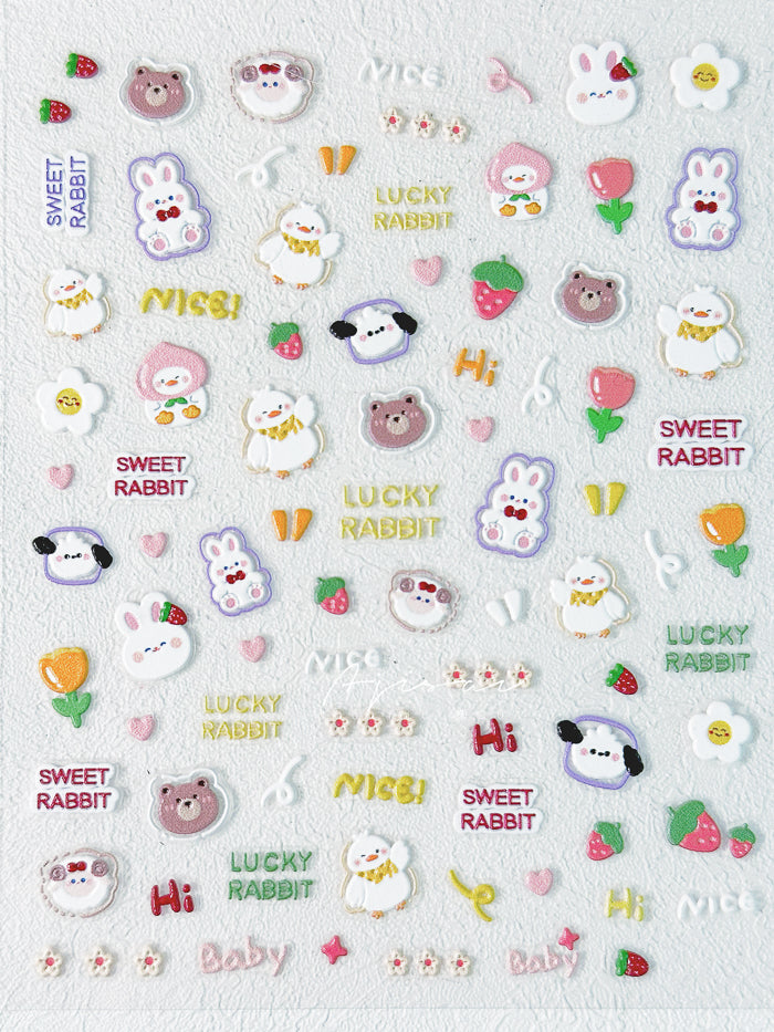 AJISAI 3D Nail Sticker - Lucky Bunny