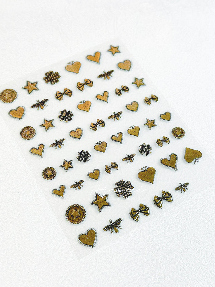 AJISAI 3D Nail Sticker - Matte Vintage Metallic Collection