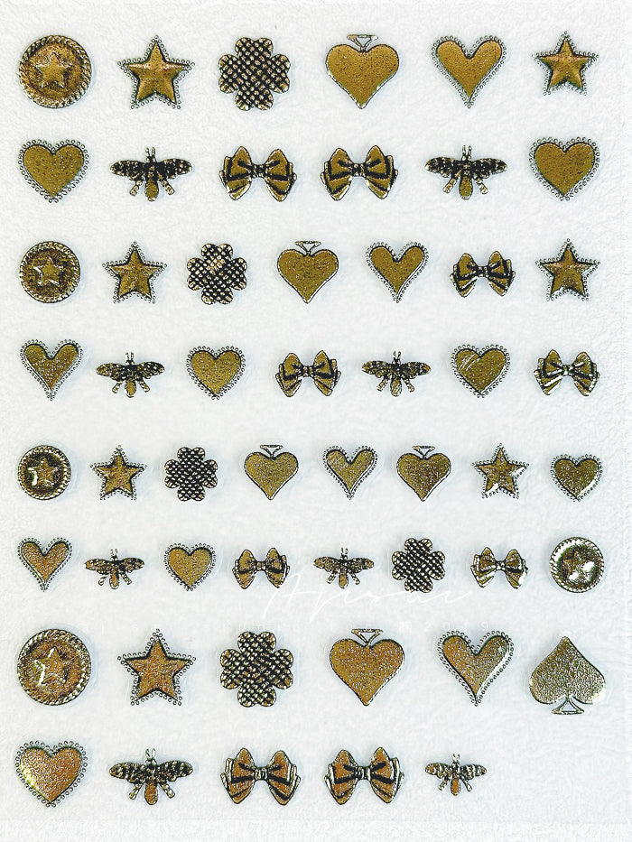 AJISAI 3D Nail Sticker - Matte Vintage Metallic Collection