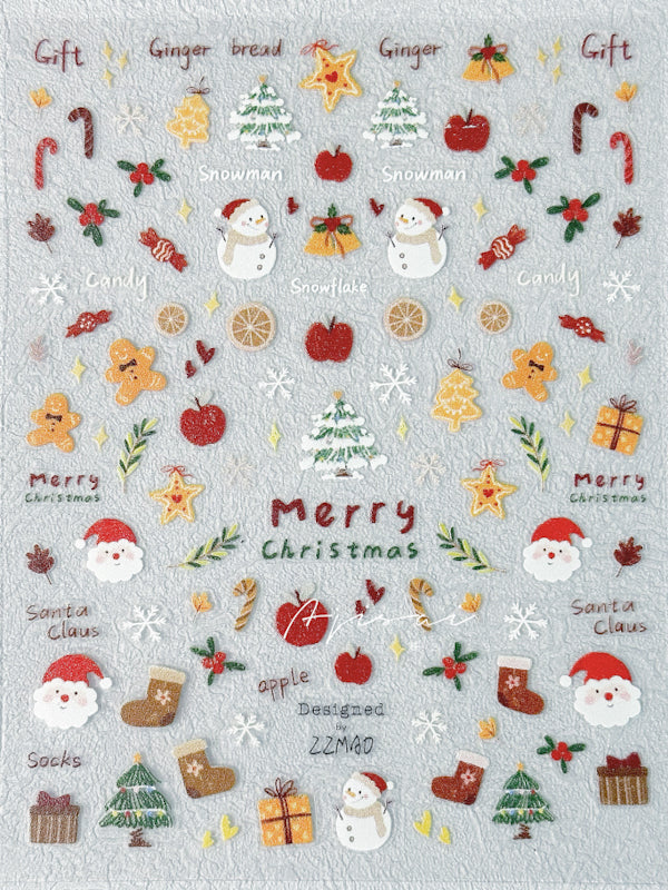 AJISAI 3D Nail Sticker - Merry Christmas