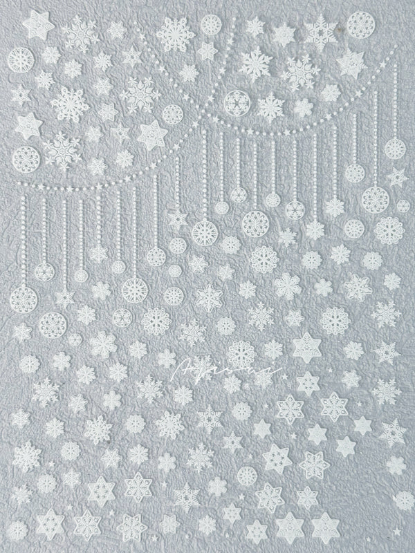 AJISAI 3D Nail Sticker - White Christmas