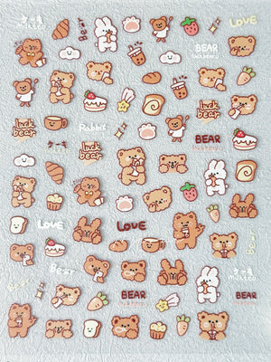 AJISAI Nail Sticker - Cute Bears