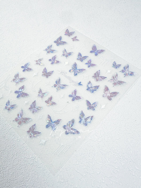 AJISAI 5D Nail Sticker - Rose Butterfly