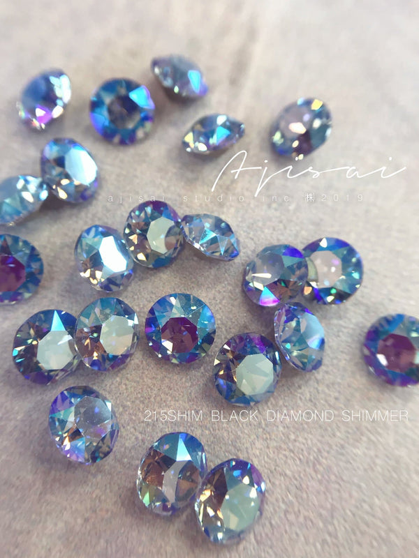 AJISAI Premium 6D Crystal Pointed Back Round - Black Diamond Shimmer