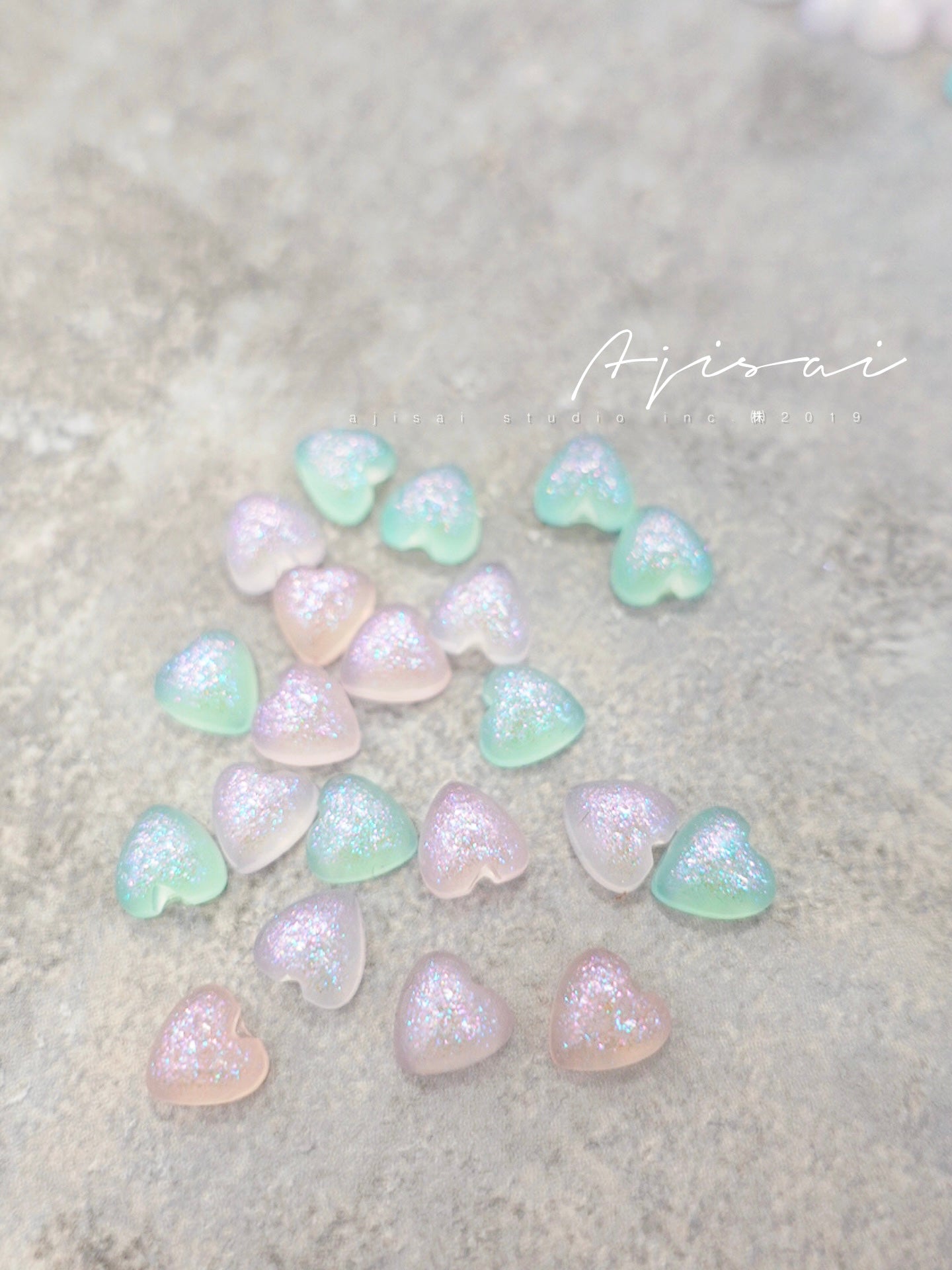 AJISAI Nail Art - 3D Aurora Rainbow Charm heart
