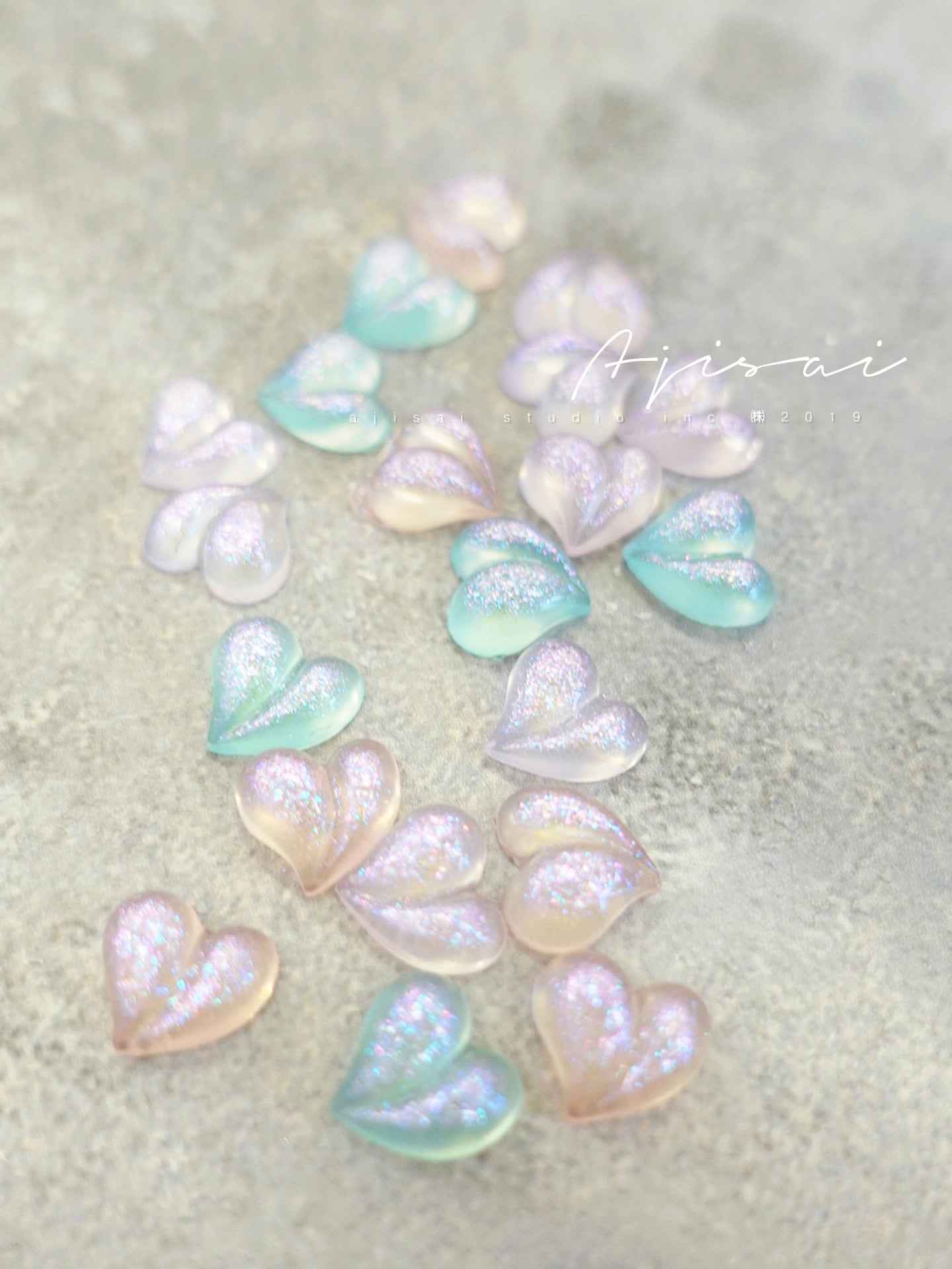 AJISAI Nail Art - 3D Aurora Rainbow Charm peach heart
