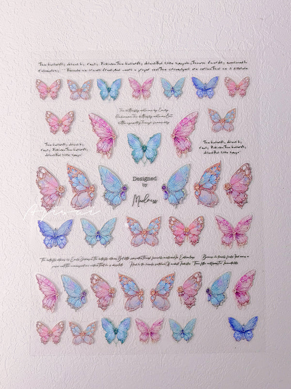 AJISAI 3D Nail Sticker - Rose Butterfly